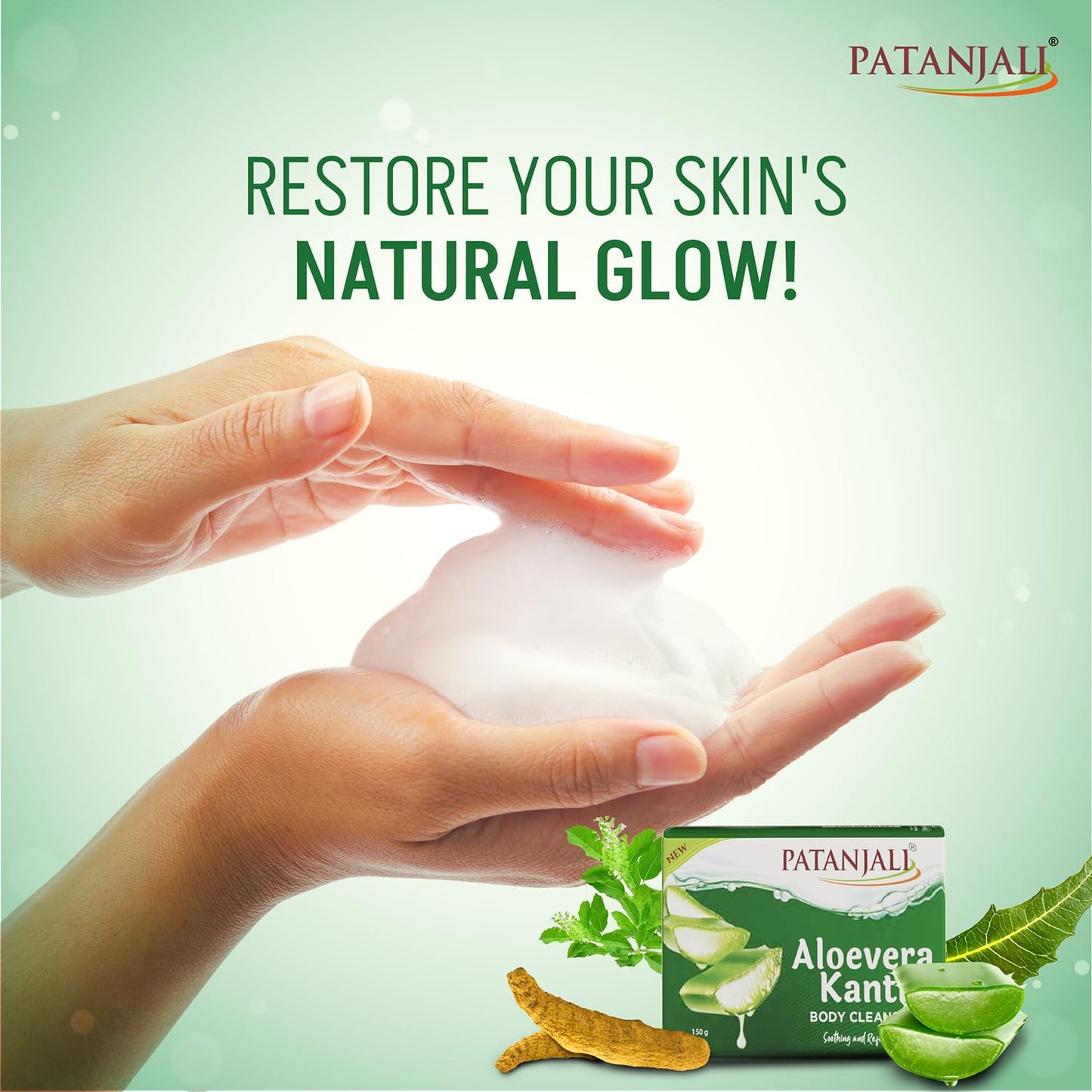 Patanjali Aloe Vera Kanti Body Cleanser Soap for Men and Women(150g, Pack of 4), Nourishing & Moisturizing, Natural Aloe Vera Soap for Soft Skin