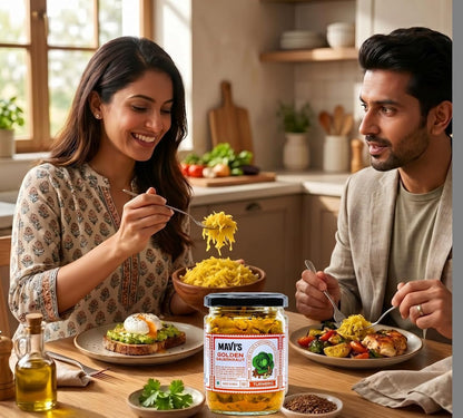 MAVI's Golden Sauerkraut| Spicy, Organic & Natural Cabbage & Fresh Turmeric | Gut friendly | 100% Natural & Vegan | No Preservatives | No Artificial Flavour or Colour | 500g (Pack of 1)
