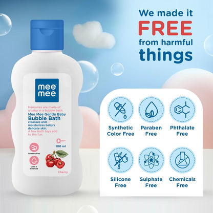 Mee Mee Baby Body Wash | Pk of 1(100ml) With Cherry & Fruit Extracts | Tear-Free Formula | Moisturizes and Soothes Skin | Natural Head to Toe Baby Mild Bubble Bath Dermatologically Tested