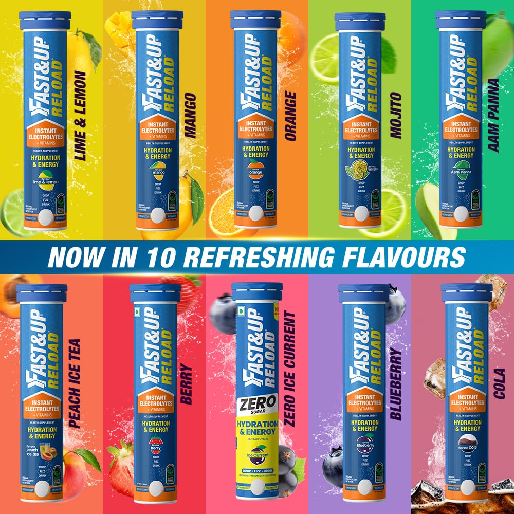 FAST&UP Reload (5 Litres) Low Sugar Energy Drink For Instant Hydration- With All 5 Essential Electrolytes + Added Vitamins -Certified Electrolytes Drink- Mojito Flavour (Pack Of 1) - Tablet