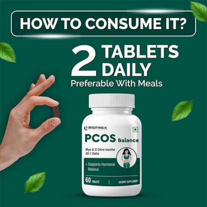 Biotrex Nutraceuticals PCOS Supplement for women with 40:1 Ratio, High Purity Pharma Grade Ingredients | 2000mg Myo Inositol to 50mg D Chiro Inositol | Ovarian Support | Normalize Cycle | 60 Vegetarian Tablets