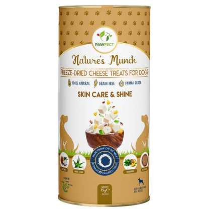 Pawfect Nature's Munch Freeze-Dried Cheese Functional Treats for Dogs- Skin Care - 100% Natural- High Protein, Low Fat- 8 Calories per Treat- Grain-Free- Healthy Training Treat(75g/2.65oz)