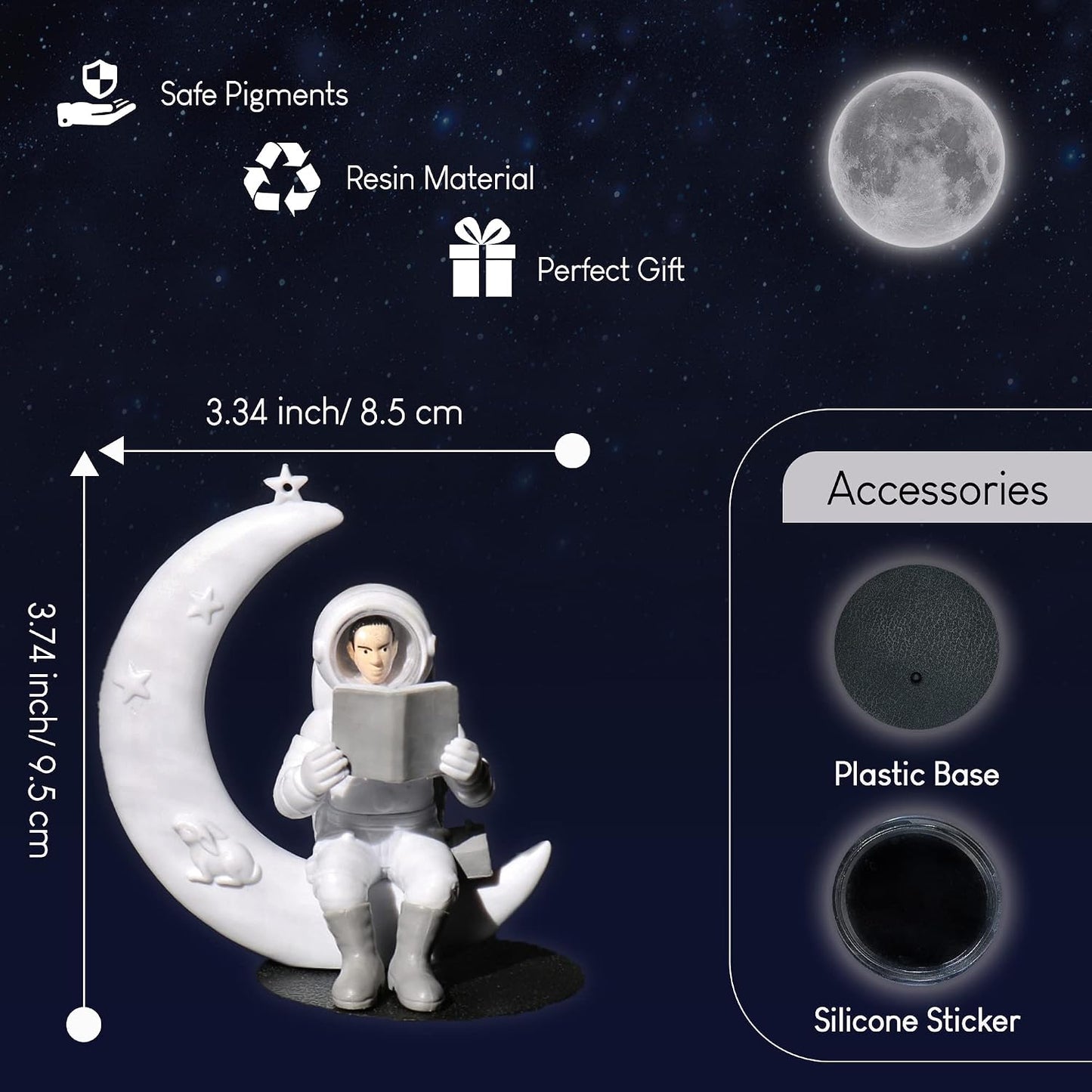 Street27® Cute Outer Space Astronaut Figurine Action Figure Toys Statue for Showpiece Home Living Room Decor Office Desktop Decoration Car Dashboard, Kids Birthday Party Gift, Resin