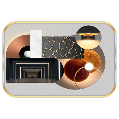 Abstract modern art Premium Sparkle Lamination Finished Surface Golden Slim Frame 30 cm x 46 cm Large Size, For Home/Office/Hotel painting MG01