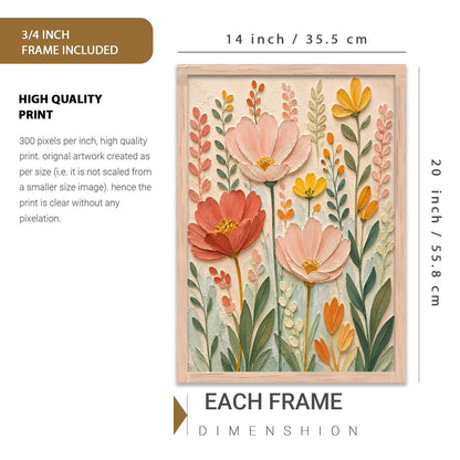 Abstract Floral Painting with Frame | Floral Art Painting With Frame Home Decoration For Living Room Bed Room Hotel Wall Decor Digital Reprint (14X20 inch)