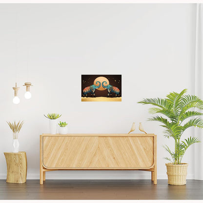 Elephant Paintings for Living room, Elephant Poster Big Size with Sparkle Coated Lamination - 15707 (Self Adhesive) 18x24 Inch