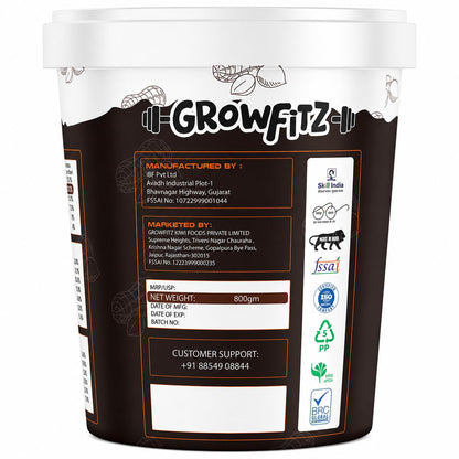 Growfitz CHOCO LAVA Peanut Butter | Indulgent Chocolate Taste | 24 g High Protein | Crunchy Peanut Butter Spread | No Palm Oil | No Added Sugar | Protein Rich, 800g - Pack of 1
