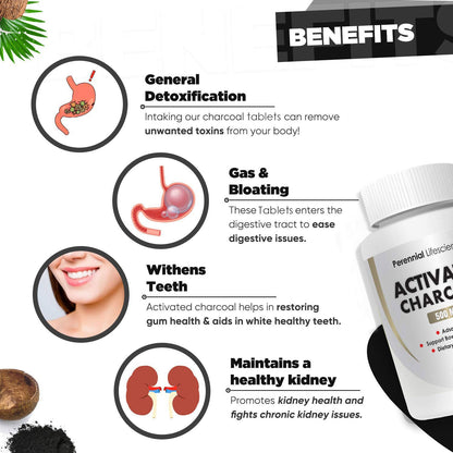 Activated Charcoal - 500Mg (60 Tablets)