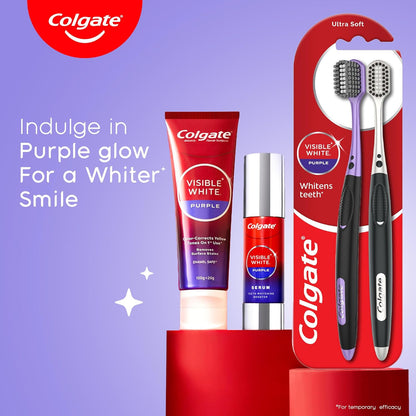 Colgate Visible White Purple Toothpaste for Teeth Whitening, Colgate Toothpaste with Fluoride, Tooth Paste Helps Remove Surface Stains, Whitens Yellow Teeth, Enamel-Safe for Daily Use Paste (75g)