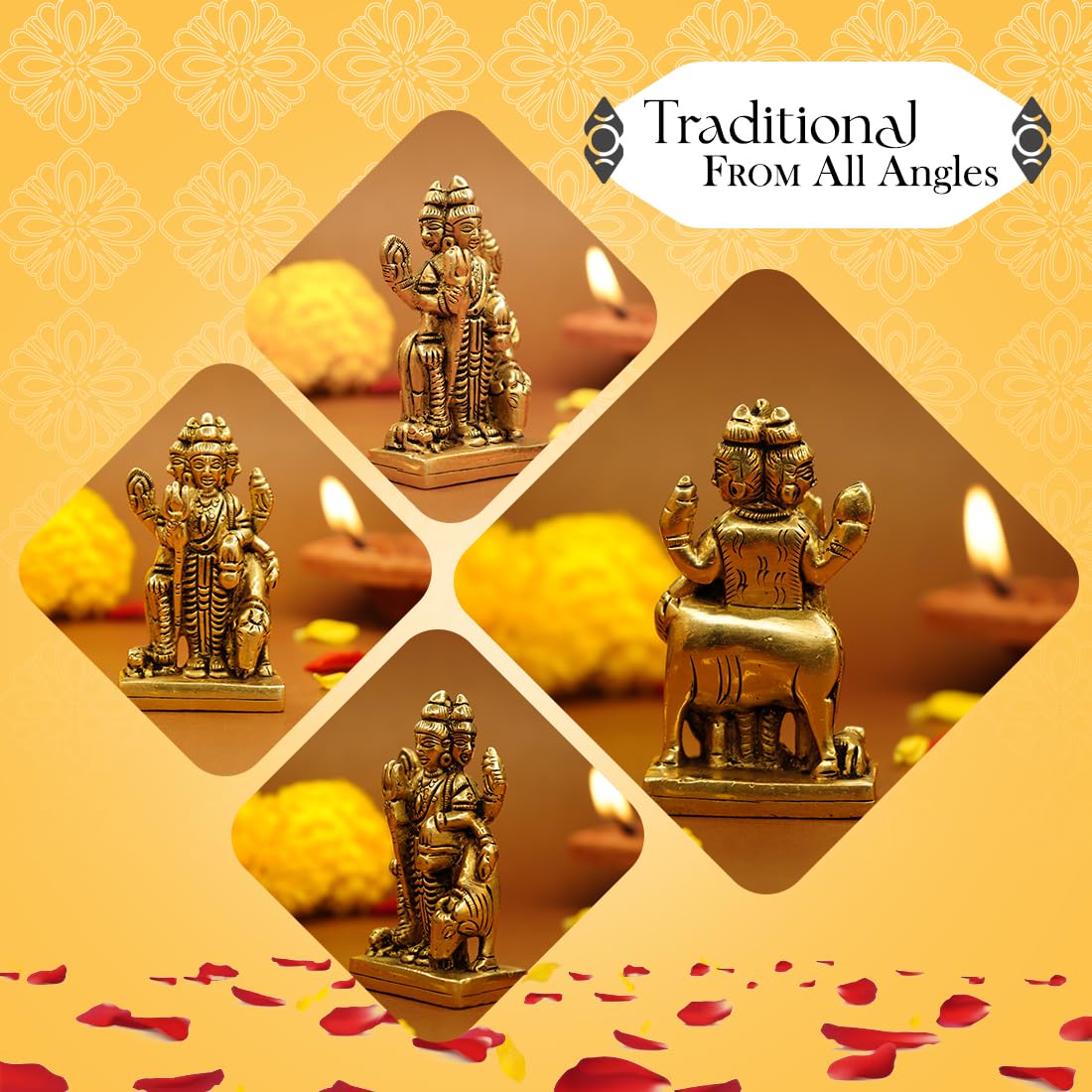 100% Pure Brass Dattatreya Murti (7.5 cm) | Idol for Puja, Study Table, Pooja Room & Home Decor | Statue of Lord Dattatreya for Spiritual Enrichment | Datta Sculpture