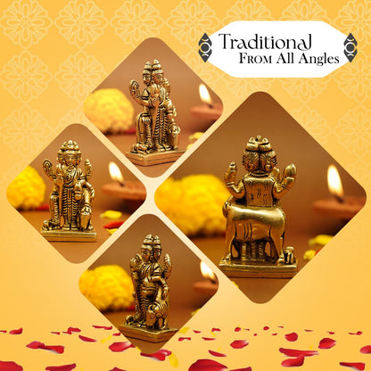 100% Pure Brass Dattatreya Murti (7.5 cm) | Idol for Puja, Study Table, Pooja Room & Home Decor | Statue of Lord Dattatreya for Spiritual Enrichment | Datta Sculpture