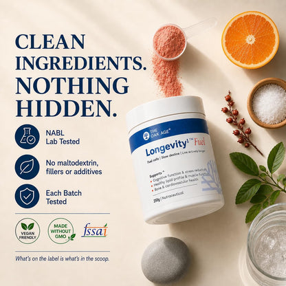 The Oak Age Longevity Supplement Powder| 10 Proven Ingredients in 1 Daily Scoop| Supports Sleep, Energy, Skin Hydration & Heart Health| Glycine, Taurine, AstaReal Astaxanthin, Vitamin D3 & K2| Fruit Punch Flavour