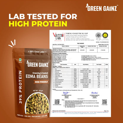 Green Gainz Roasted Edamame New Desi Masala Flavour | Healthy Namkeen Snacks | Protein Rich Snacks | High Protein Clean Label | Protein Rich Namkeen | No Palm Oil (pack of 1-100gm each)