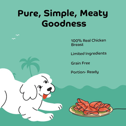 Applod Tender Chicken Jerky Slices Dog Treats | Made with Real Chicken Breast | High-Protein, Low-Fat Grain-Free Reward Snacks for Dogs | 50g