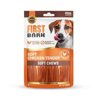 First Bark Dog Treats for Adult Dog & Puppy – Soft Chews Tender Chicken Jerky for Dogs, Small Dogs & Shih Tzu | Easy-to-Chew Puppy Treats & Dog Snacks – Soft Chicken Tenders (200g) x1
