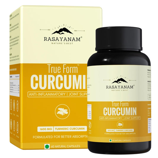 Rasayanam Curcumin 1600mg | Extra-Pure Nano Curcumin Capsules with 95% Curcuminoids | Turmeric & Piperine | Joint Support Supplement for Men & Women - 60 Capsules