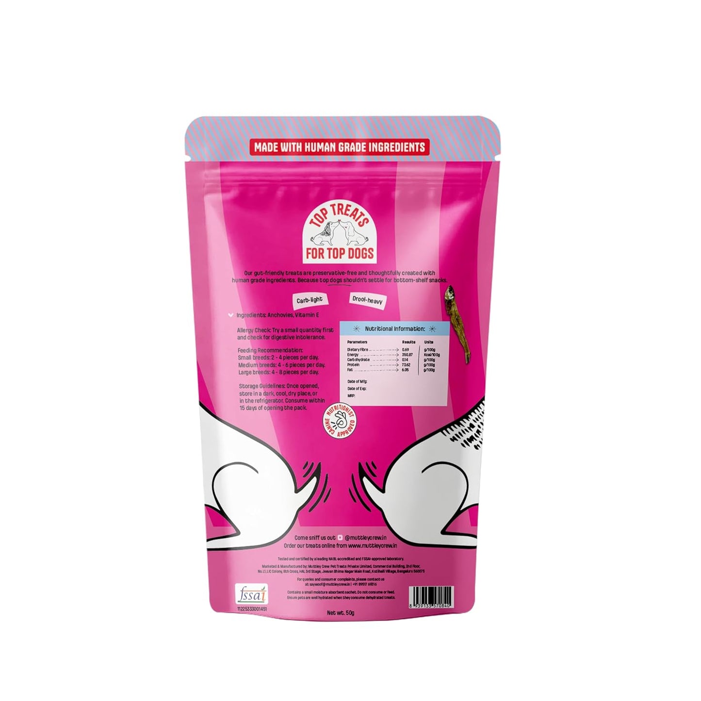 Muttley Crew Fish Dog Jerky with Real Fish | Healthy Adult Dog Treats for Easy Digestion | All Natural (50 Gram)