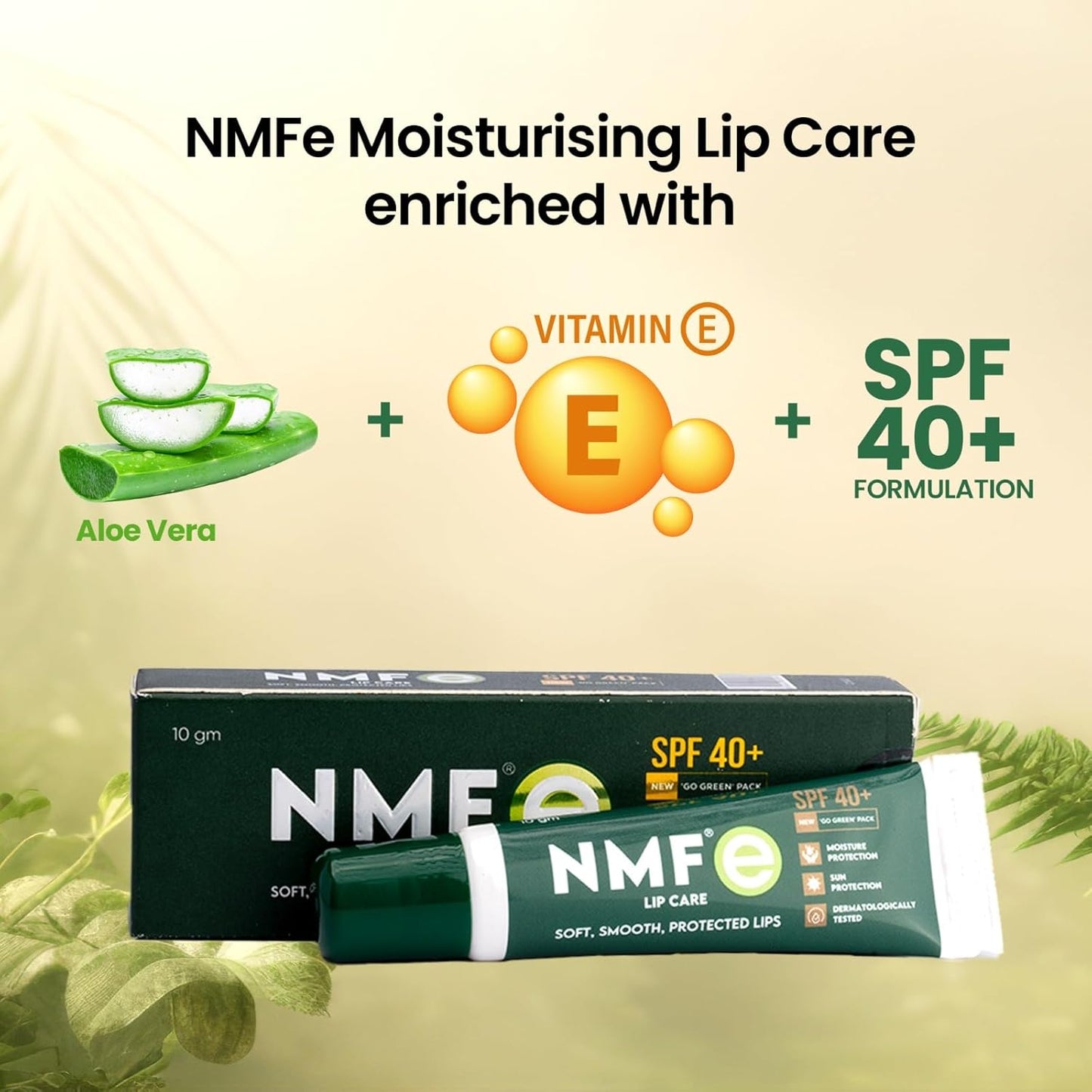 NMFe Moisturising Lip Care 10 Gm | SPF 40+| For Dry And Chapped Lips |Lip balm | Aloe Vera & Vitamin E | Protects lips from dryness & sun damage | Dermatologically Tested