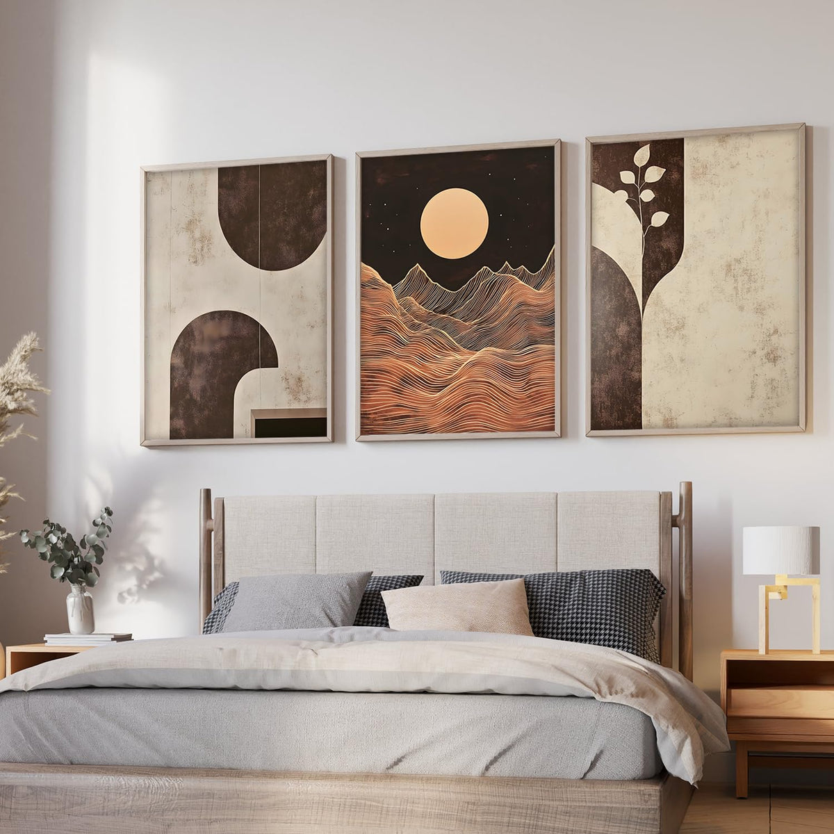 Painting Boho Wall Art Home Decoration Paintings With Frame For Living Room Bed Room Hotel Wall Decor Digital Reprint Set of 3 (Boho 3, 13x19 inch)