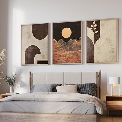 Painting Boho Wall Art Home Decoration Paintings With Frame For Living Room Bed Room Hotel Wall Decor Digital Reprint Set of 3 (Boho 3, 13x19 inch)