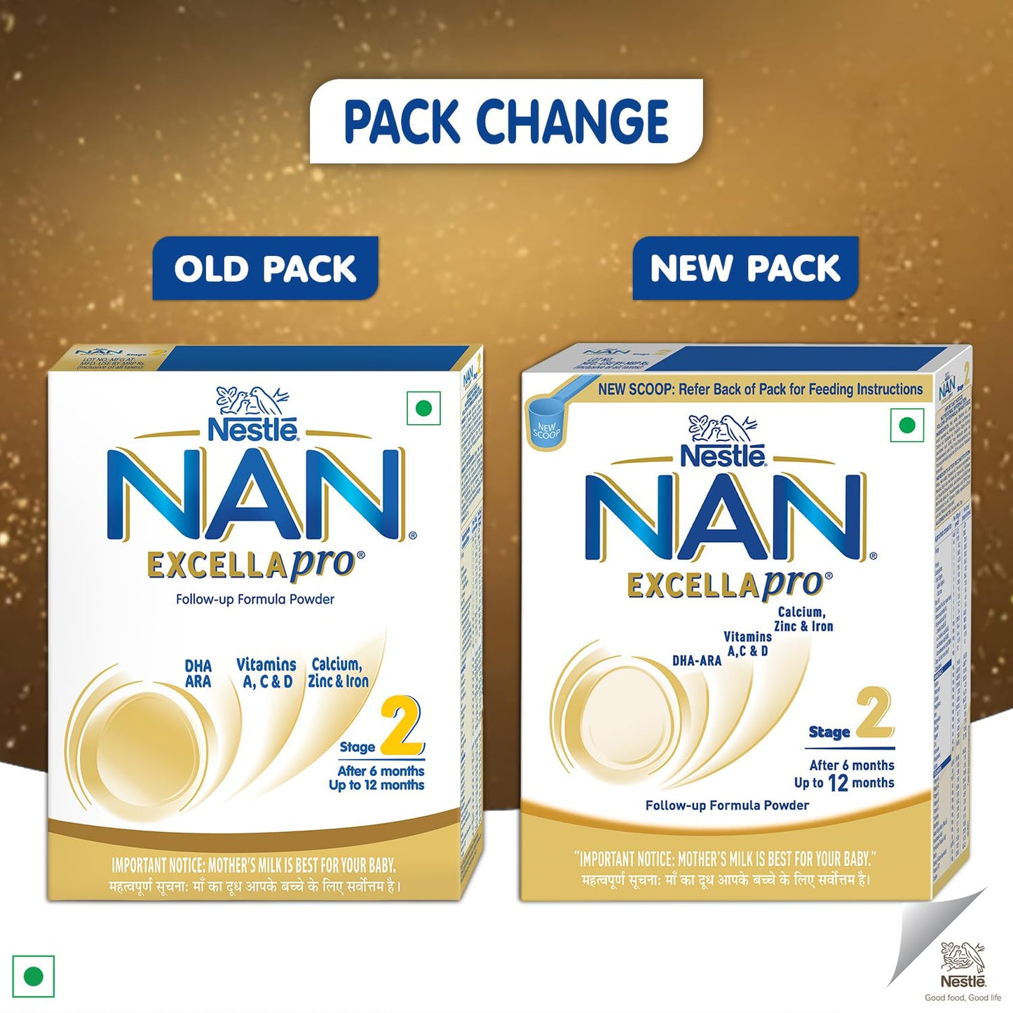 Nestlé NAN EXCELLAPRO Nan Stage 2 Follow-Up Formula Milk Powder For Babies, 6-12 months, with DHA, ARA, 400g Pouch in Box