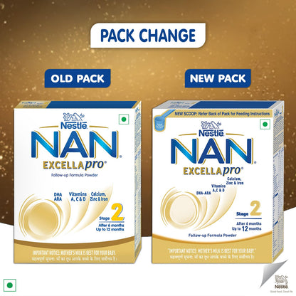 Nestlé NAN EXCELLAPRO Nan Stage 2 Follow-Up Formula Milk Powder For Babies, 6-12 months, with DHA, ARA, 400g Pouch in Box
