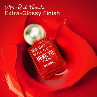 Swiss Beauty Select Here to Stay Nail Enamel with High gloss finish | Waterproof & Long-Lasting | Non - stain chip resistant | Shade- Mosaic Blue, 12ml |