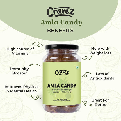Cravez Dried Amla Candy | Export Quality Aamla | 300 Gram | Low Processed Amla |Natural | No Preservative | No Artificial Colour Used