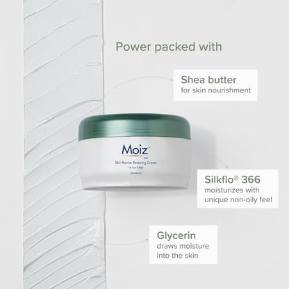 Moiz MM Skin Barrier Restoring Cream | For Very Dry & Sensitive Skin | Shea Butter & Vitamin E | Dermatologically Tested