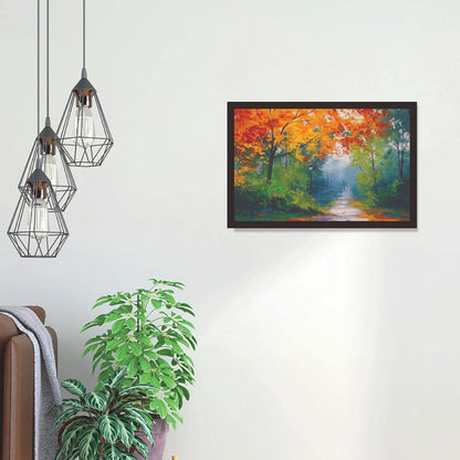 Tree Scenery Framed Photo, Wall Hanging Home Decor Painting for Living Room & Bedroom Decoration (18 x 12 Inch,Paper)