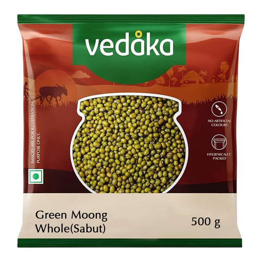 Vedaka Popular Unpolished Green Moong Whole (Sabut), 500 g|Naturally Rich in Protein |Naturally Cholesterol free