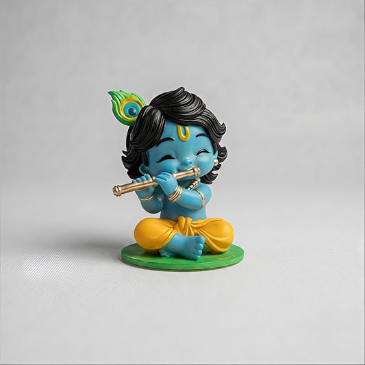 Rudjap Bal Roop Idol Laddu Gopal Lord Krishna 2.5 Inch Murti – Resin Krishna Statue for Car Dashboard, Home Temple & Office Desk Decor, Spiritual Showpiece for Pooja, Festive Gift & Home Decoration