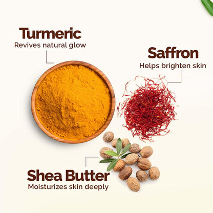 Mamaearth Ubtan Moisturizing Body Lotion with Turmeric & Saffron for Glowing Skin | 48 Hrs Moisturization | Nourishes Dry Skin | 7 in1 Total Care | 100% Natural Butter | Non-Greasy Smooth Skin | 400 ml