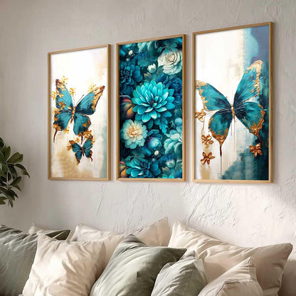 Modern Wall Art Home Decoration Paintings With Frame For Living Room Bed Room Hotel Wall Decor Digital Reprint Engineered Wood Set of 3 (Art 8, 10x19 inch)