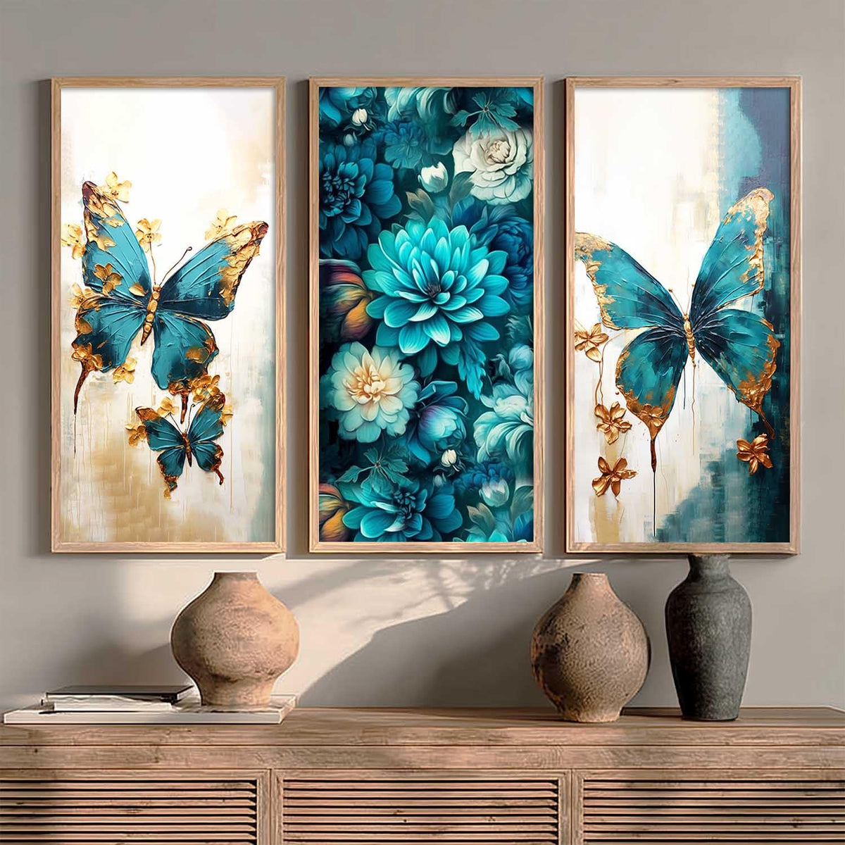 Modern Wall Art Home Decoration Paintings With Frame For Living Room Bed Room Hotel Wall Decor Digital Reprint Engineered Wood Set of 3 (Art 8, 10x19 inch)
