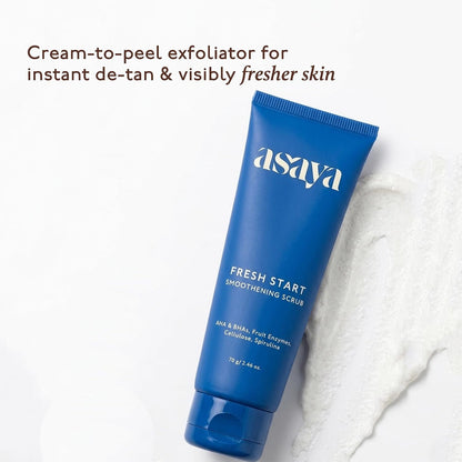 Asaya Fresh Start Smoothening Scrub | Face Exfoliator for Instant Glow-Up | Exfoliating Face & Body | AHA BHA | Dead Skin Remover for Pores, Blackheads & Uneven Skin - 70gm
