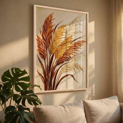 Abstract Floral Art WALL Framed Painting | Big Aesthetic Flowers leaves WALL Framed Paintings for Living Room Bedroom Wall Decor (13x17 inch)