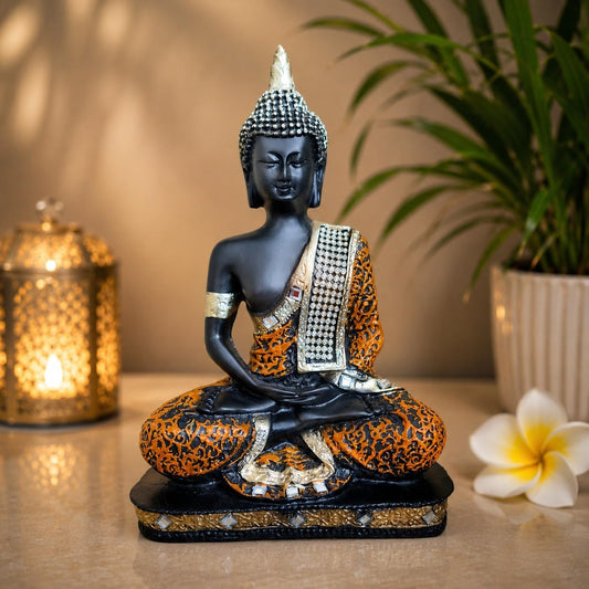 Lord Buddha Idol for Home Decor, Meditating Buddha Polyresin Statue for Living Room, Office, Meditation Room, Spiritual Showpiece & Gift