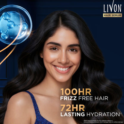 Livon Hyaluron Hair Serum for women & men | 2X Softer & Shiny Hair | Hair Serum for Dull & Dehydrated Hair | 48ml