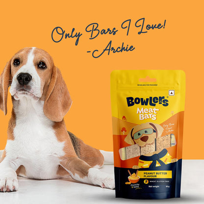 Bowlers Dog Treats Peanut Butter Meat Sticks| 70g | Good for Dental Hygiene | High on Protien| Low in Fat | Grain Free | Handmade Treats