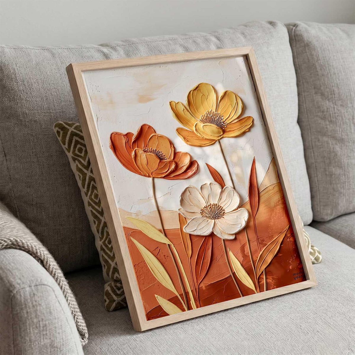 Aesthetic flower Art Home Decoration Painting | Floral Paintings With Frame For Living Room Bed Room Hotel Wall Decor Digital Reprint (13x17 inch)