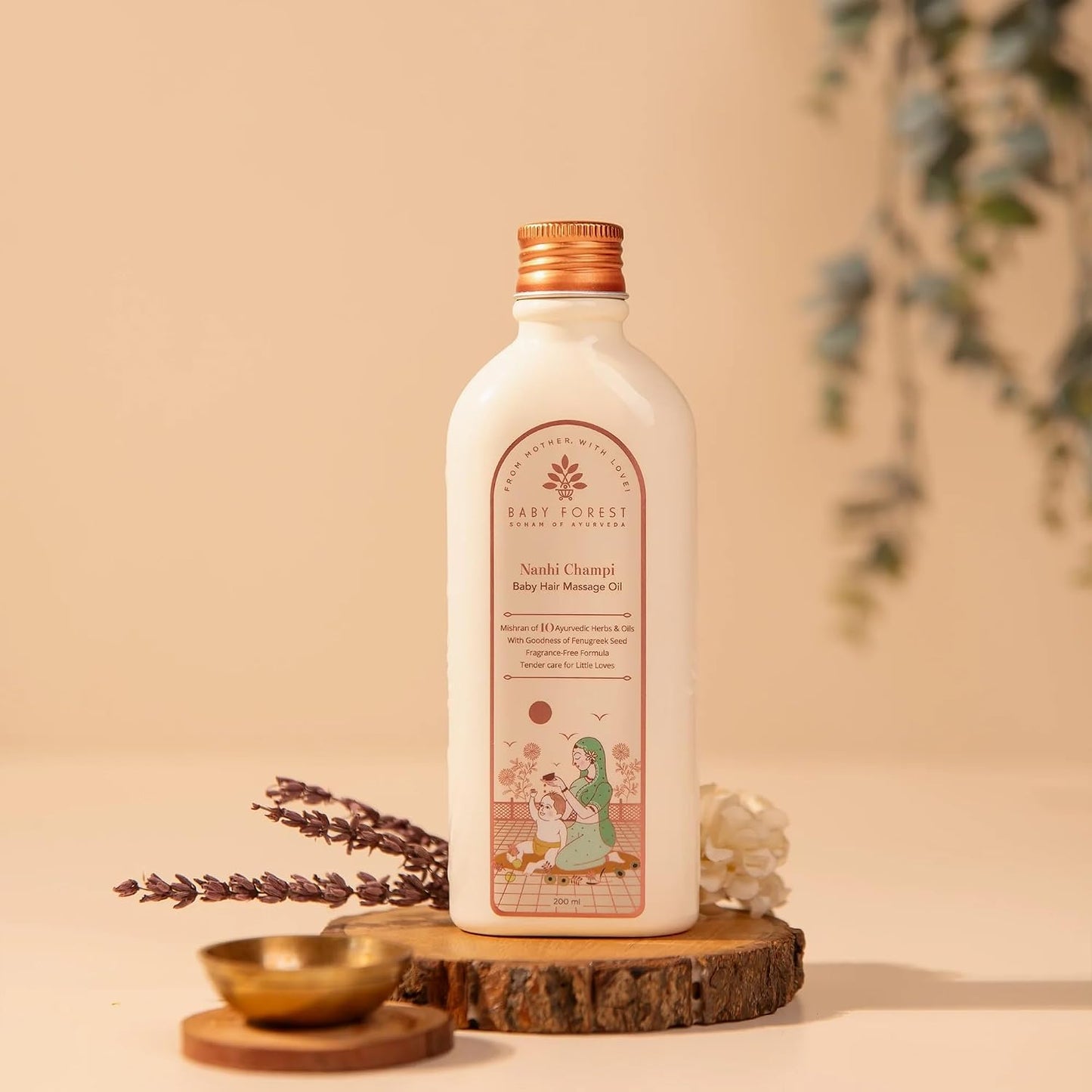 Baby Forest Nanhi Champi Baby Hair Oil | With 10 Ayurvedic Herbs & Oils Including Argan, Fenugreek & Bhringraj | Natural Hair Growth Oil for Babies | Derma Safe, Vegan, Cruelty-Free | 200ml