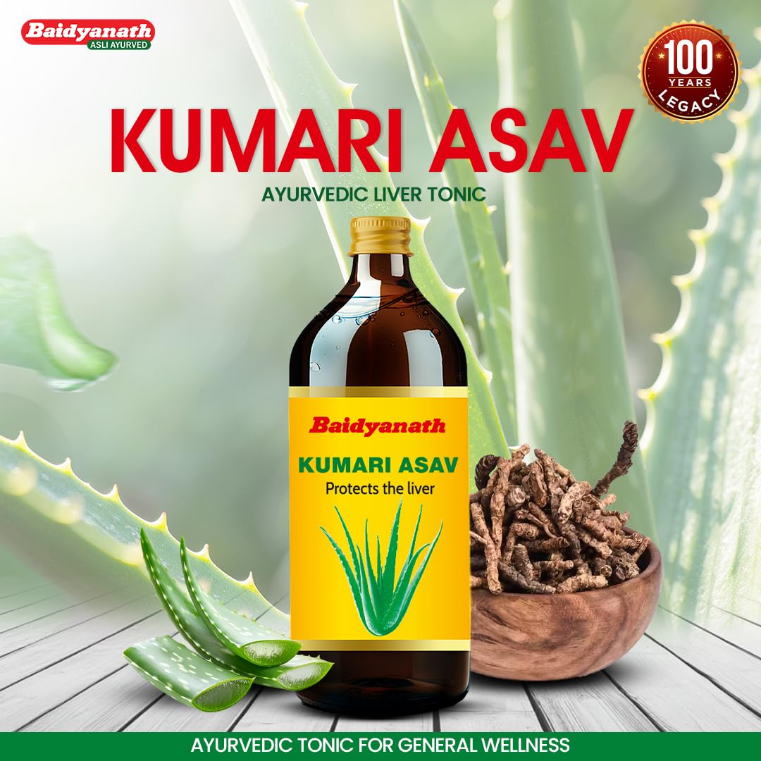 Baidyanath Kumari Asav | Ayurvedic Herbal Tonic for Liver & Digestive Balance | Aloe Vera & 39 Herbal Ingredients |450 ml