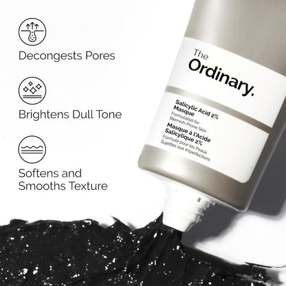 The Ordinary Salicylic Acid 2% Masque with black mask being applied
