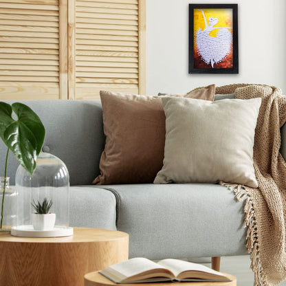 Abstract Art Wooden Dancing Girl Framed Painting | Ready to Hang- (Wooden Frame, Multicolor, 10inch x 14 inch)