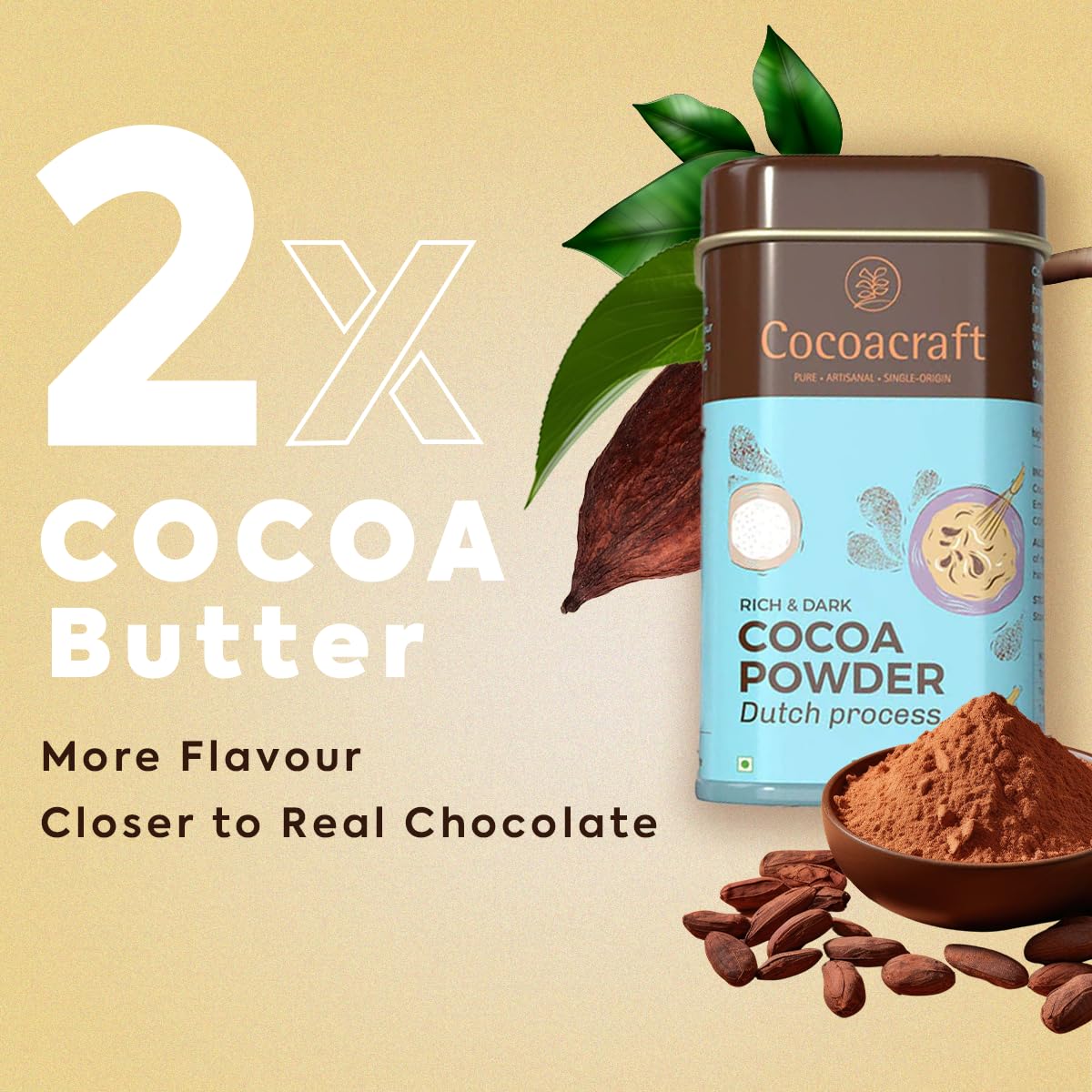 Natural & Dutch Process Cocoa Powder (200g, Unsweetened Dark Cocoa)