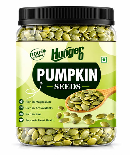 Hunger 0 Raw Premium Pumpkin Seeds (Kaddu Seeds) | Natural Pepitas for Snacking, Baking & Cooking | Protein & Fiber Rich Superfood | Healthy Diet Snack | Immunity Support Seeds