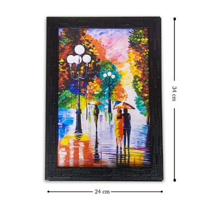 Abstract Art Wooden Framed Painting | Ready to Hang- (Wooden Frame, Multicolor, 10inch x 14 inch)
