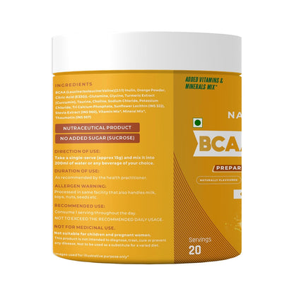 Yellow supplement container with white lid on a white background