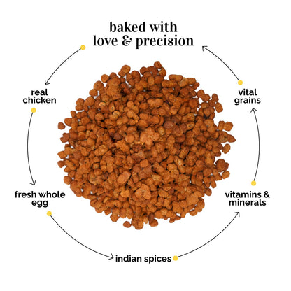 Henlo Chicken and Egg Baked Dry Dog Food for Adult and Puppy Dogs | 800G | 100% Human-Grade Ingredients | Nutritionally Balanced Healthy Dog Food